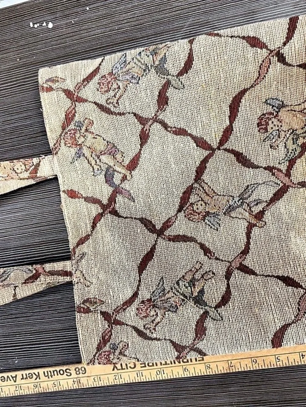 Vintage Cherub Tapestry Tote Bag in Beige & Brown